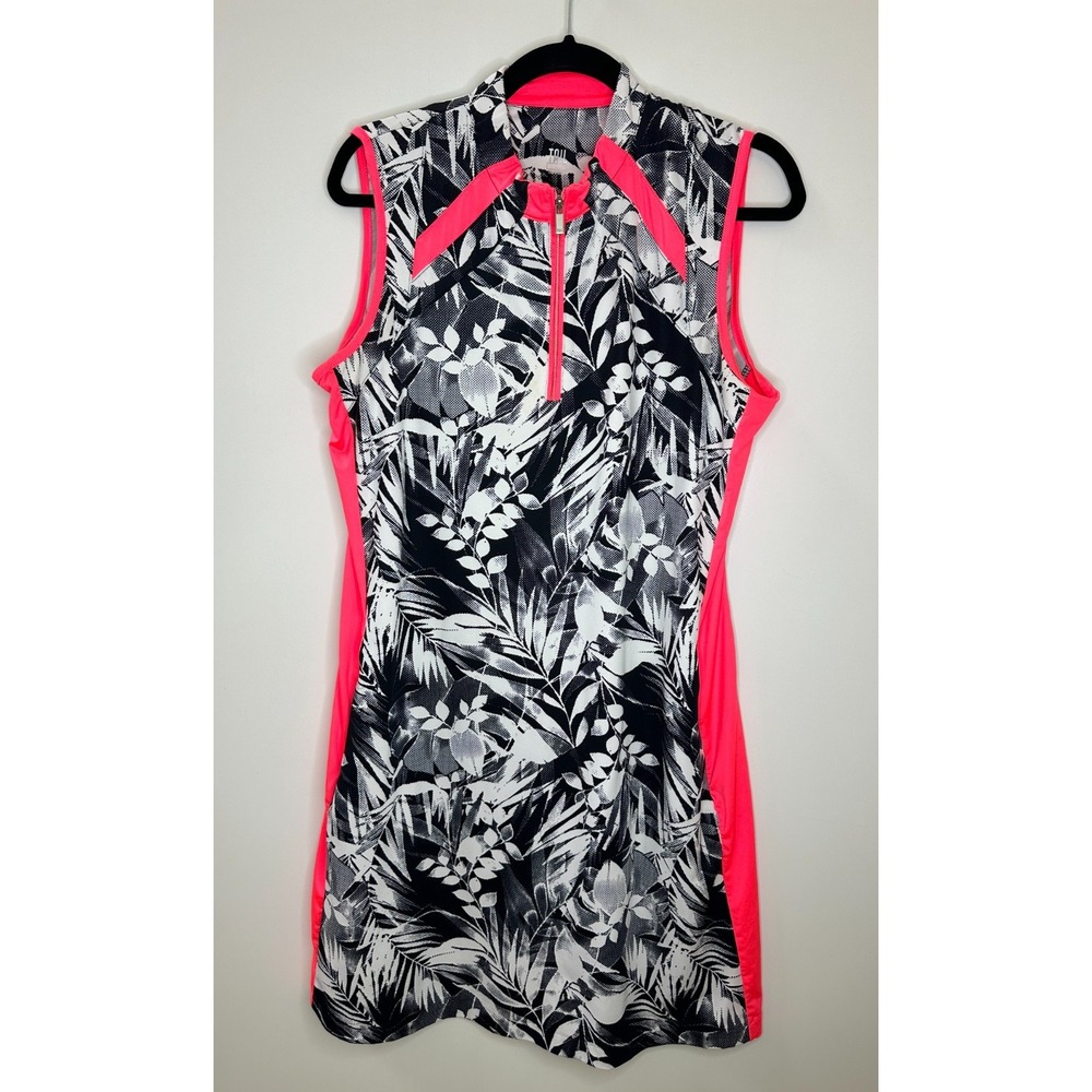 Tail Simone Venture Golf Dress Large Pink Black White Palm Print UPF 50+ Stretch - Picture 2 of 10